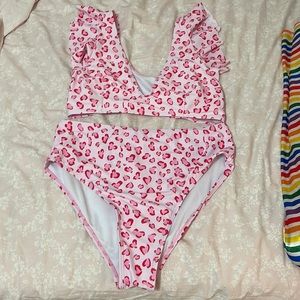 Leopard Print High Waisted Swimsuit